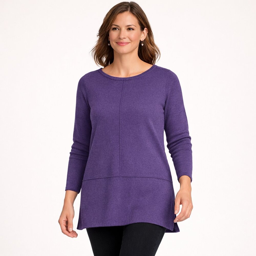 Bartolini Italian Merino Wool Cashmere Tunic Sweater | Purple Knit Top M